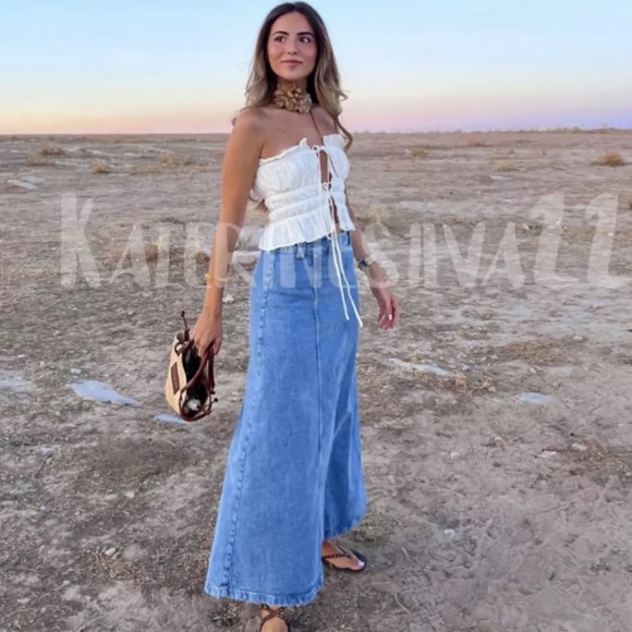 Zara 100% LINEN TIED RUFFLED TOP - Picture 16 of 16